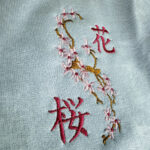 sweat broderie fleurs cerisier sakura