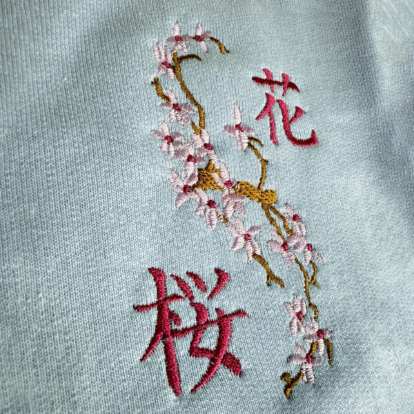 sweat broderie fleurs cerisier sakura