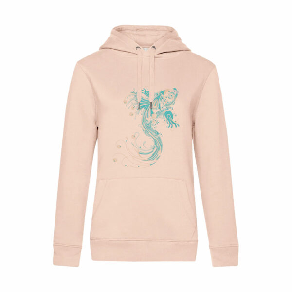 Sweat capuche femme broderie poisson asiatique