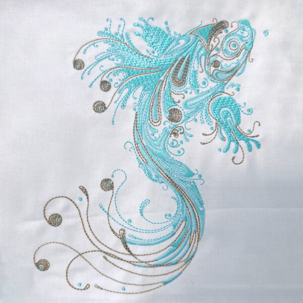 sweat broderie poisson asiatique